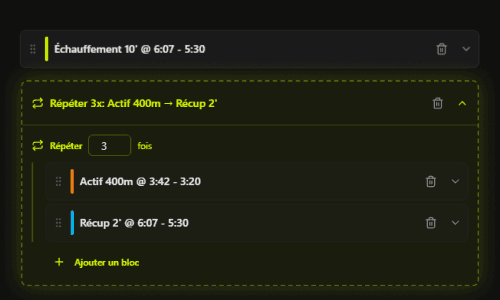 Créer ton entraînement